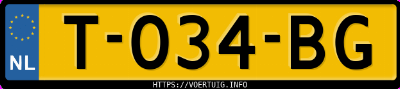 Kenteken afbeelding van T034BG, grijze Volvo S60 B4