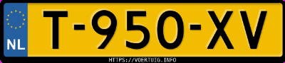 Kenteken afbeelding van T950XV, blauwe Volvo XC40 Recharge Single Motor
