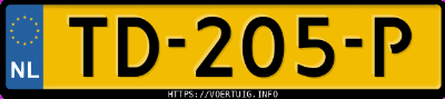 Kenteken afbeelding van TD205P, blauwe Volvo V60