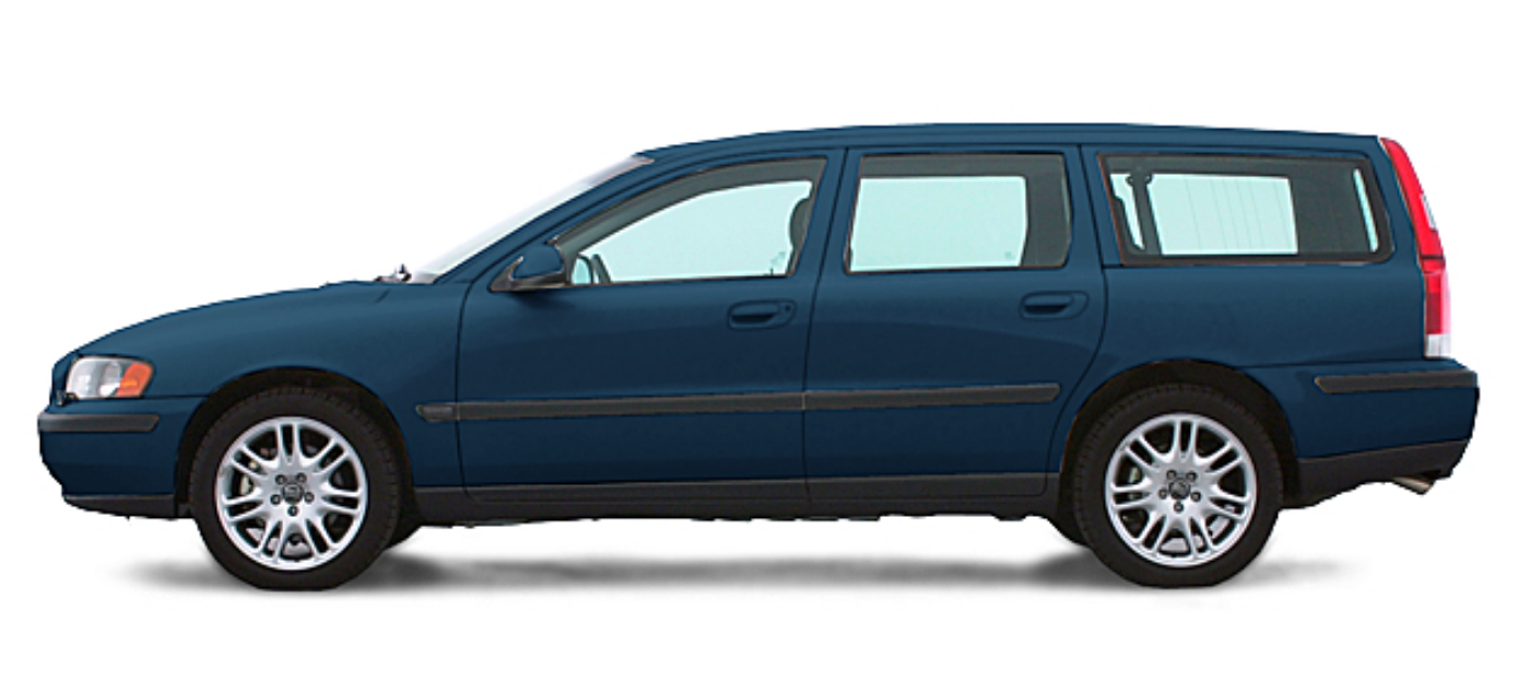 Afbeelding van 96HDZG, blauwe Volvo V70 2.4 140 Pk stationwagen